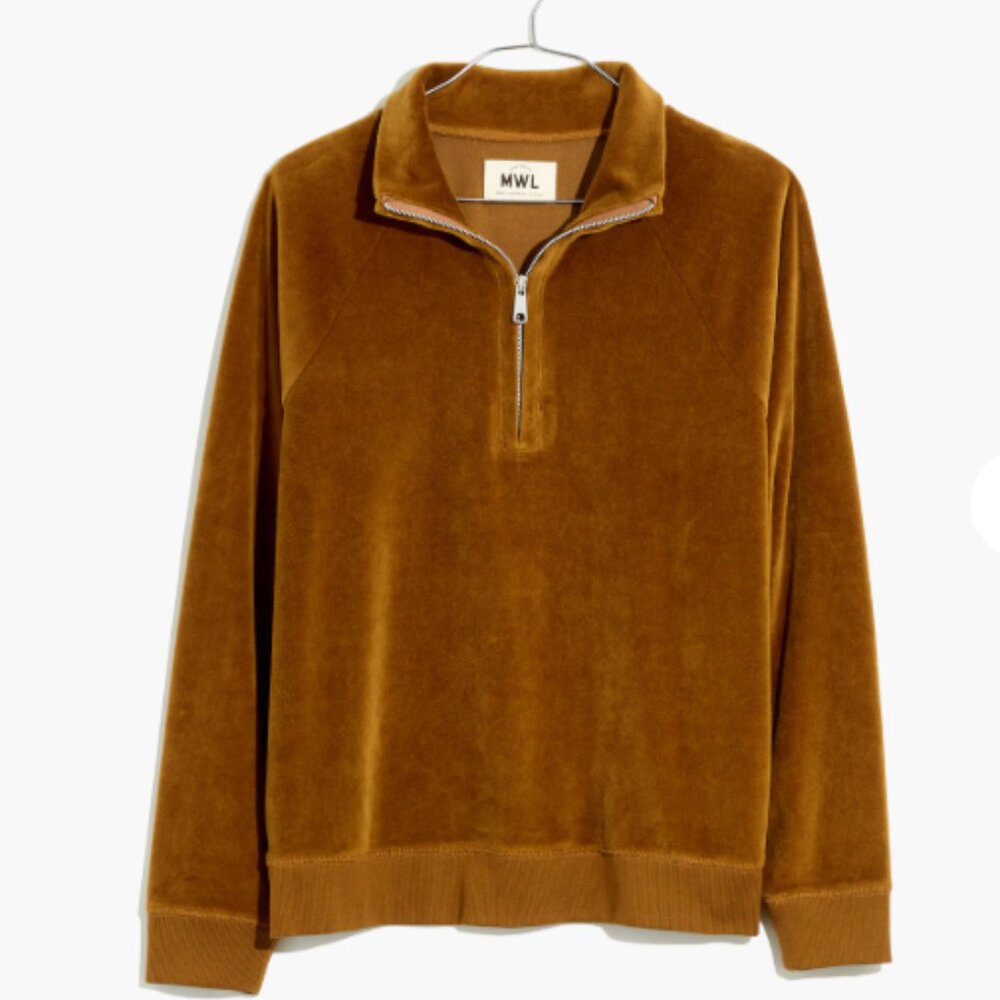MWL Velour Half-Zip Sweatshirt in Dried Cedar Size Small